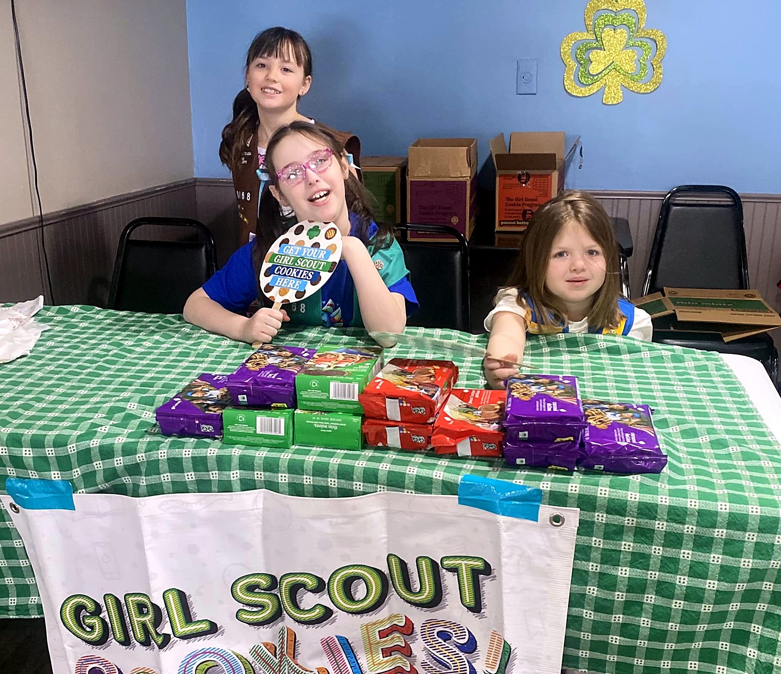 Girl Scouts selling cookies at Locals Diner